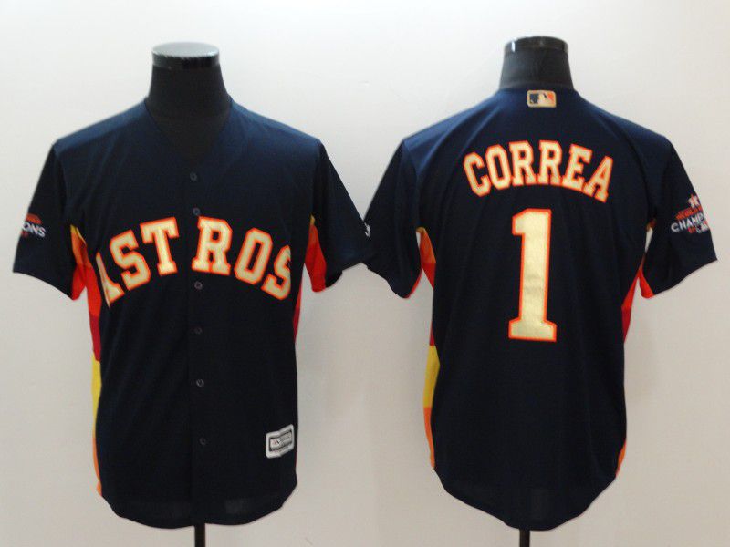 Men Houston Astros #1 Correa Blue Game Champion Edition MLB Jerseys->->MLB Jersey